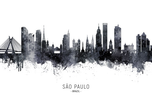 SAo Paulo Skyline Brazil Poster Print - Michael Tompsett