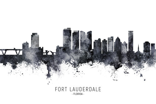 Fort Lauderdale Florida Skyline Poster Print - Michael Tompsett