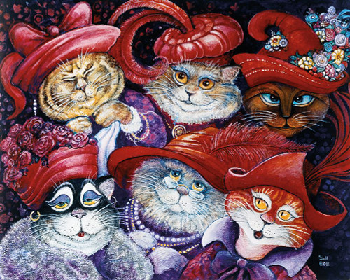 Red Hat Cats Poster Print - Bill Bell