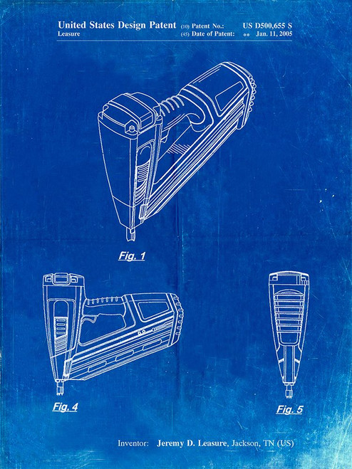 PP968-Faded Blueprint Nail Gun Poster Poster Print - Cole Borders