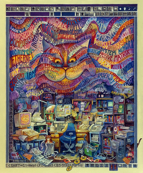 Cyber Cats Poster Print - Bill Bell