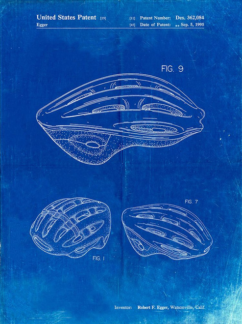 PP610-Faded Blueprint Bicycle Helmet Patent Poster Poster Print - Cole Borders