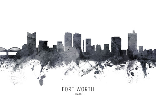 Fort Worth Texas Skyline Poster Print - Michael Tompsett