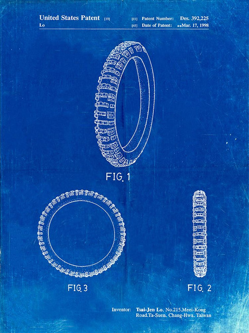 PP600-Faded Blueprint Mountain Bike Tire Patent Poster Poster Print - Cole Borders