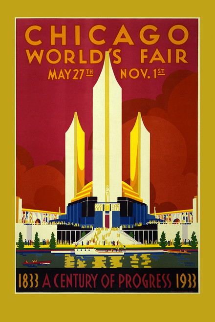 Chicago 1933 Worlds Fair Vintage Poster Poster Print - Travel Posters Vintage
