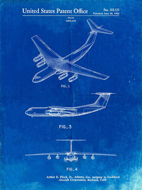 PP944-Faded Blueprint Lockheed C-130 Hercules Airplane Patent Poster Poster Print - Cole Borders