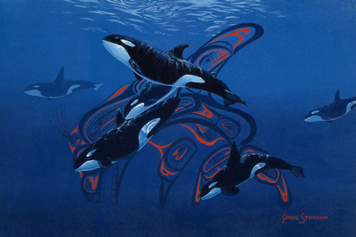 Blue Orcas Poster Print - Graeme Stevenson