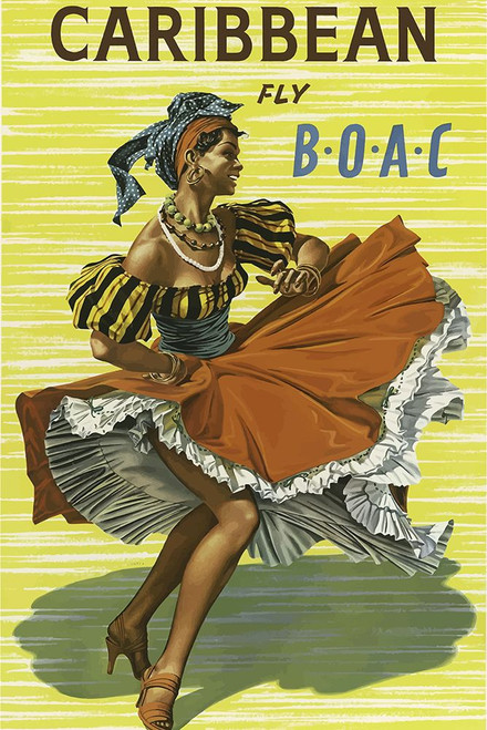 Caribbean Air Travel Poster Poster Print - Travel Posters Vintage