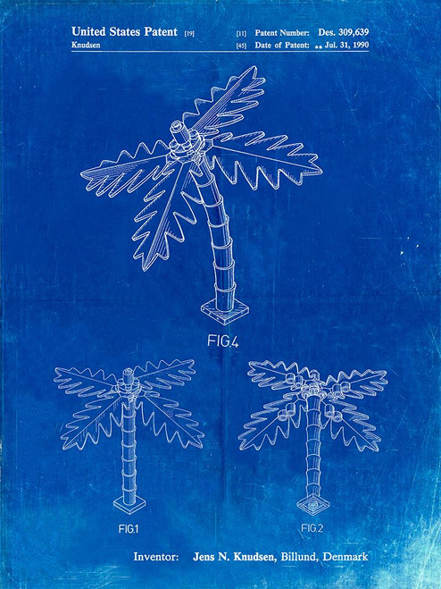 PP938-Faded Blueprint Lego Tree Patent Poster Poster Print - Cole Borders