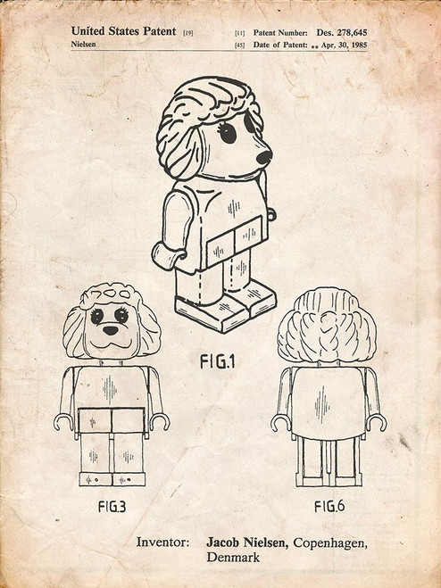 PP934-Vintage Parchment Lego Poodle Patent Poster Poster Print - Cole Borders