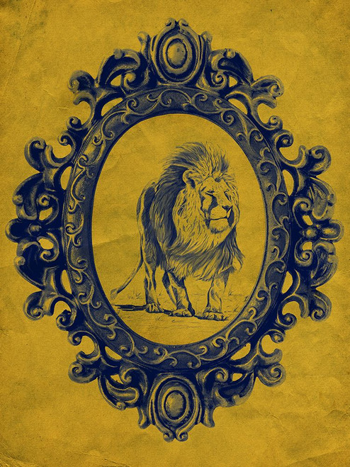 Framed Lion in Yellow Poster Print - Studio SEA
