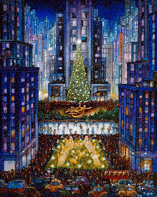 Rockefeller Center 2 Blue Poster Print - Bill Bell