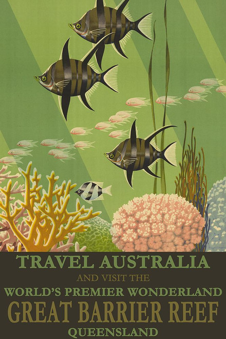 Australia Travel Poster Great Barrier Reef Poster Print - Travel Posters Vintage
