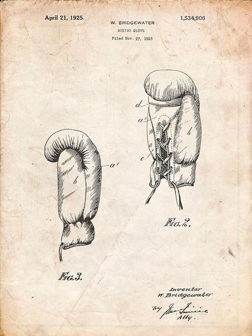 PP517-Vintage Parchment Boxing Glove 1925 Patent Poster Poster Print - Cole Borders