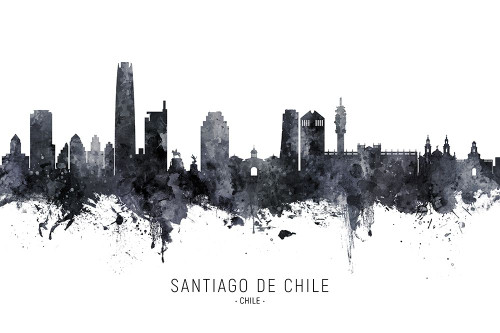 Santiago de Chile Skyline Poster Print - Michael Tompsett