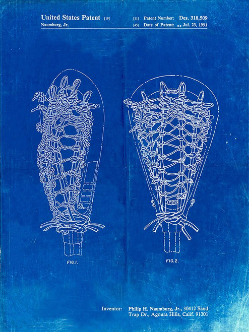 PP916-Faded Blueprint Lacrosse Stick Patent Poster Poster Print - Cole Borders