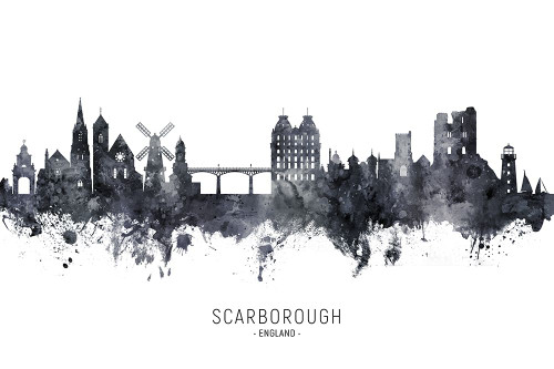 Scarborough England Skyline Poster Print - Michael Tompsett