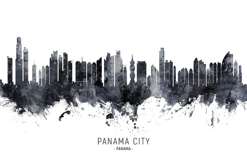 Panama City Skyline Poster Print - Michael Tompsett