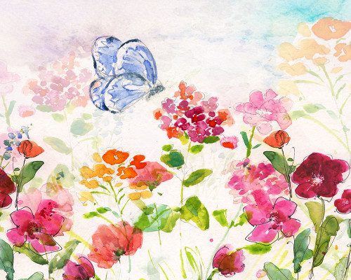 Summer Garden Butterfly Poster Print - Sally Swatland