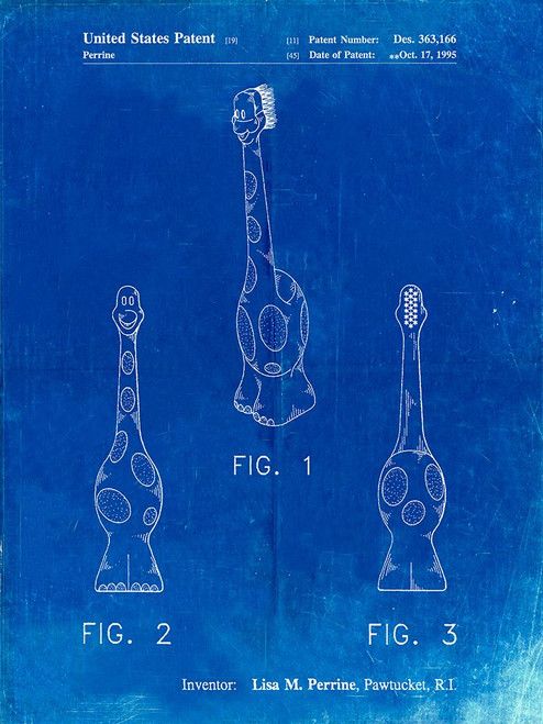 PP910-Faded Blueprint Kids Toothbrush Poster Poster Print - Cole Borders