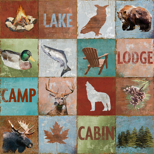 North Woods Squares Poster Print - Licensing Studio Art