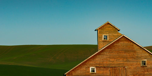 Red Barn Blue Sky Poster Print - Don Schwartz