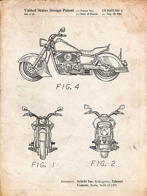 PP901-Vintage Parchment Kawasaki Motorcycle Patent Poster Poster Print - Cole Borders
