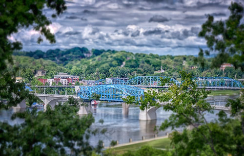 Market Bridge From Cameron Hill Tilt Shift Poster Print - Rachel Lee