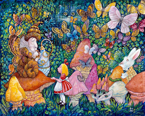 Alice And The Caterpiller Poster Print - Bill Bell