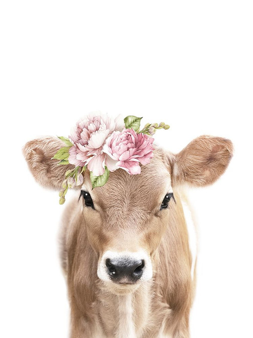 Floral Baby Calf Poster Print - Lola Peacock