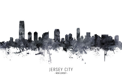 Jersey City New Jersey Skyline Poster Print - Michael Tompsett