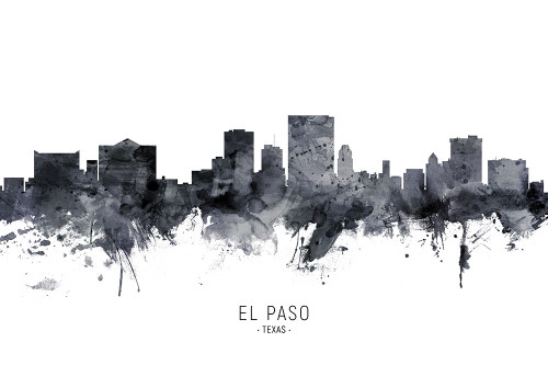 El Paso Texas Skyline Poster Print - Michael Tompsett