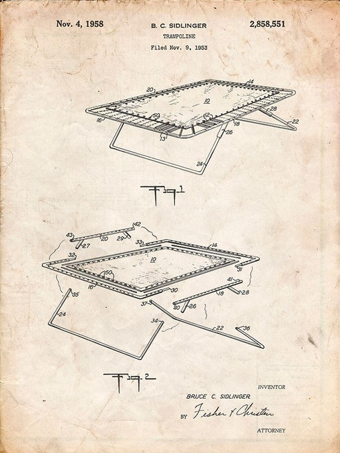PP1112-Vintage Parchment Trampoline Poster Poster Print - Cole Borders