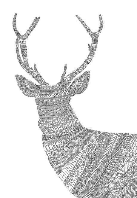 Stag White Poster Print - Florent Bodart