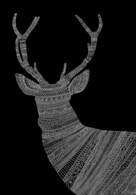 Stag Black Poster Print - Florent Bodart