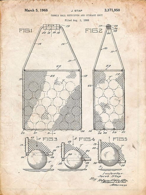 PP436-Vintage Parchment Tennis Hopper Patent Poster Poster Print - Cole Borders
