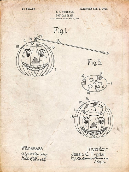 PP1106-Vintage Parchment Toy Lantern Poste Patent Poster Print - Cole Borders