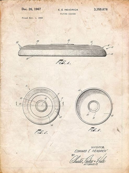 PP854-Vintage Parchment Frisbee Patent Poster Poster Print - Cole Borders