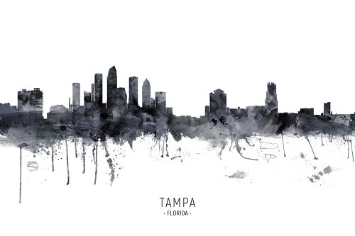Tampa Florida Skyline Poster Print - Michael Tompsett
