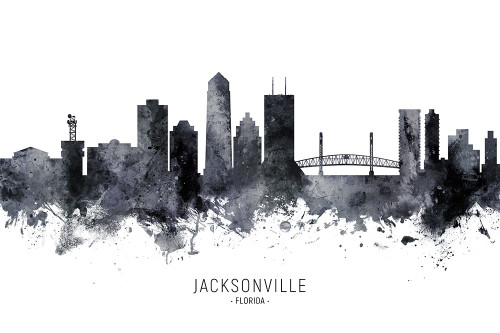 Jacksonville Florida Skyline Poster Print - Michael Tompsett