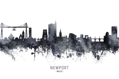 Newport Wales Skyline Poster Print - Michael Tompsett