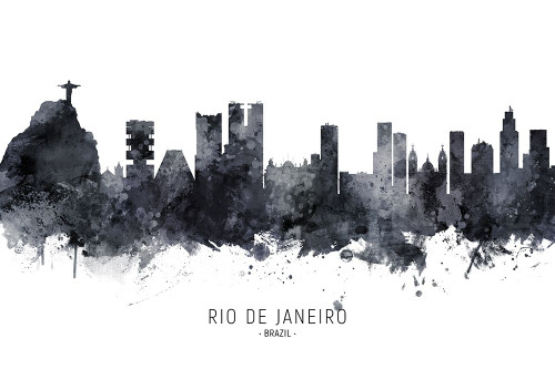 Rio de Janeiro Brazil Skyline Poster Print - Michael Tompsett