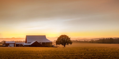 Red Barn at Sundown Poster Print - Don Schwartz