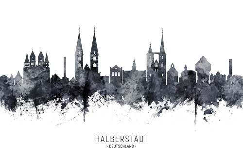 Halberstadt Germany Skyline Poster Print - Michael Tompsett