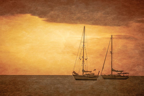 Sailboats at Sunset Poster Print - Don Schwartz
