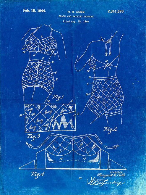 PP325-Faded Blueprint Bathing Suit 1940 Poster Poster Print - Cole Borders