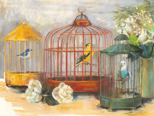 Birdcage Trio Poster Print - Carol Rowan