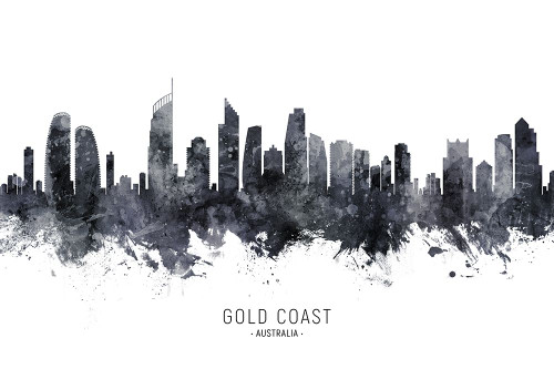 Gold Coast Australia Skyline Poster Print - Michael Tompsett
