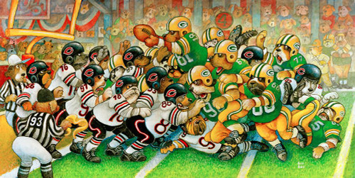 Football Dogs Poster Print - Bill Bell