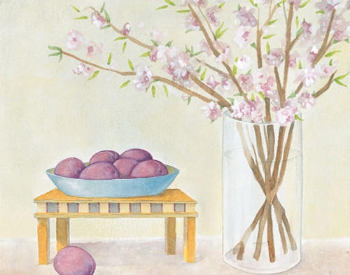 Plums And Vase Poster Print - Unknown